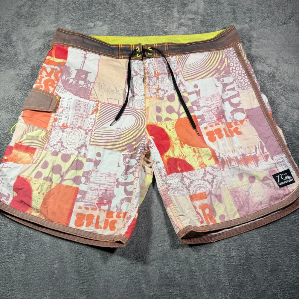 Quiksilver Mens Patchwork Collage Board Shorts Cotton Size 40 N101712 Multicolor